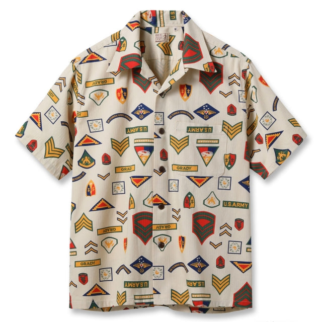 SUN SURF（サンサーフ）COTTON HERRINGBONE HAWAIIAN SHIRT “INSIGNIA OF ARMY" [SS39696]