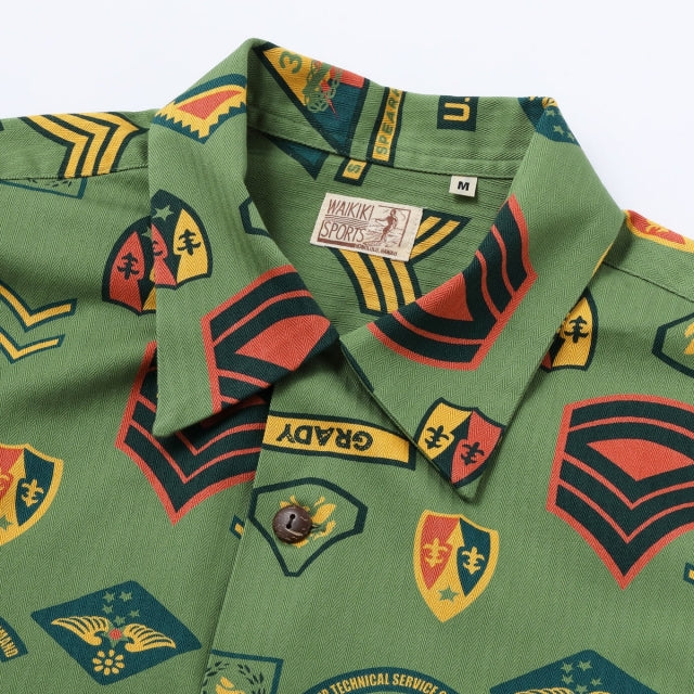 SUN SURF（サンサーフ）COTTON HERRINGBONE HAWAIIAN SHIRT “INSIGNIA OF ARMY" [SS39696]