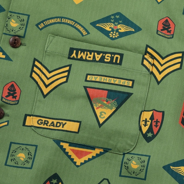 SUN SURF（サンサーフ）COTTON HERRINGBONE HAWAIIAN SHIRT “INSIGNIA OF ARMY" [SS39696]