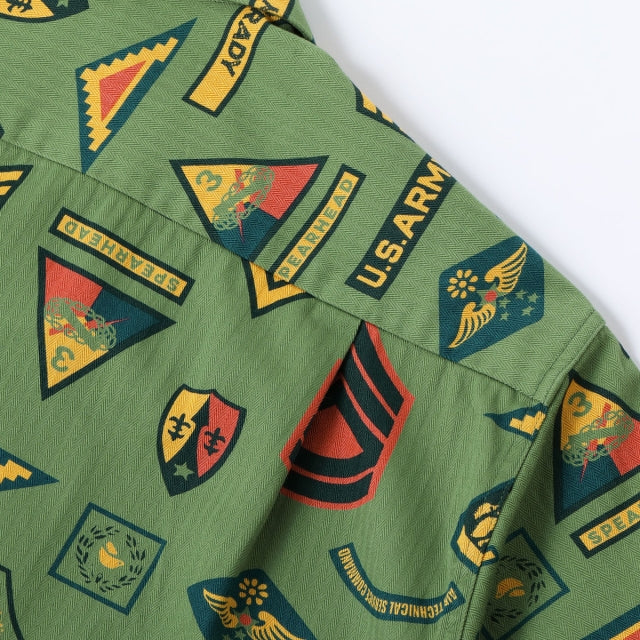 SUN SURF（サンサーフ）COTTON HERRINGBONE HAWAIIAN SHIRT “INSIGNIA OF ARMY" [SS39696]