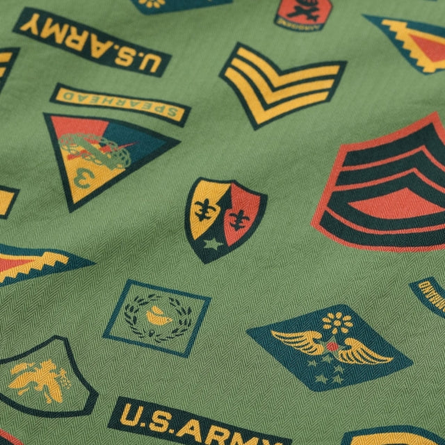 SUN SURF（サンサーフ）COTTON HERRINGBONE HAWAIIAN SHIRT “INSIGNIA OF ARMY" [SS39696]
