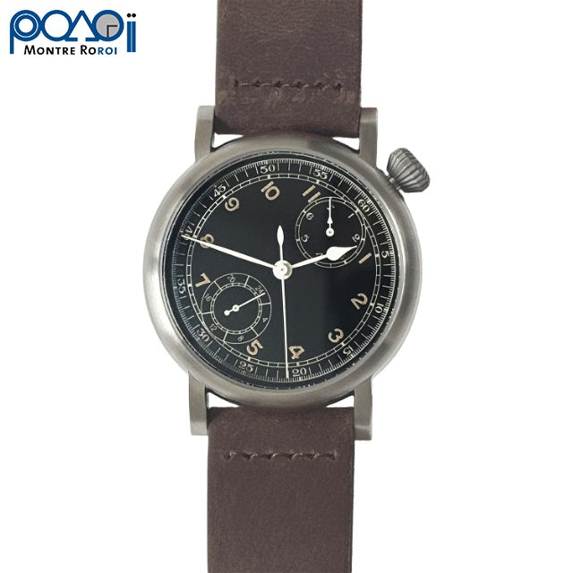 M.R.C. WATCH CO.（モントルロロイ）TYPE A-7 BLACK Aviation Hack Watch 米軍航空時計 牛皮革ストラップ/文字盤黒 [クォーツ][WW2 REPLICA][A-2901]【中田商店】