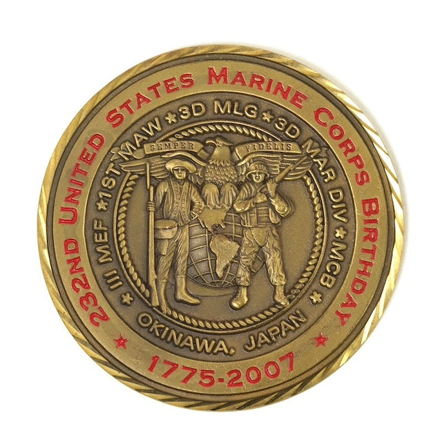 US SURPLUS 232nd MARINE CORPS BIRTHDAY Commemorative Medal MILITARY MEDAL [Letter Pack Plus compatible]