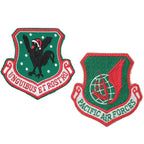 Military Patch（ミリタリーパッチ）PACIFIC AIR FORCE ＆ 18th Wing 第18航空団 2枚セット [クリスマスカラー][フック付き]【レターパックプラス対応】【レターパックライト対応】