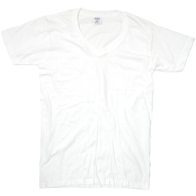 US（米軍放出品）Vネック Tシャツ コットン100 ホワイト [イレギュラー特価][Made in USA]【レターパックプラス対応】