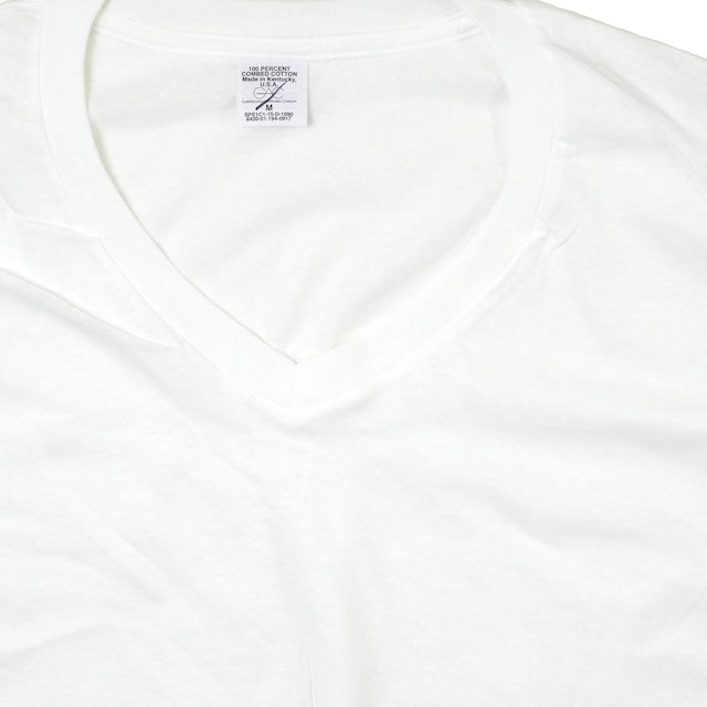 US（米軍放出品）Vネック Tシャツ コットン100 ホワイト [イレギュラー特価][Made in USA]【レターパックプラス対応】