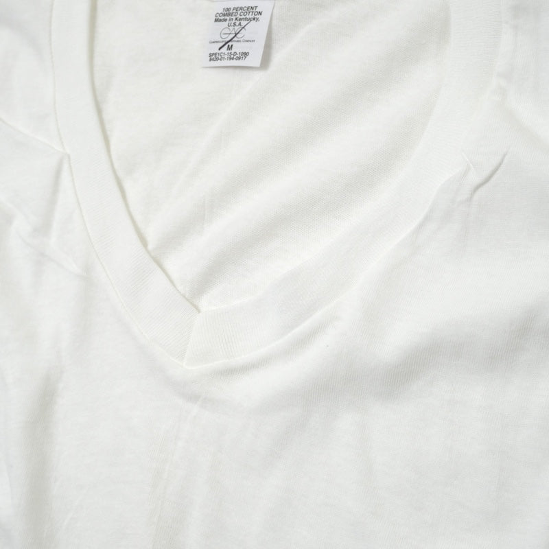US（米軍放出品）Vネック Tシャツ コットン100 ホワイト [イレギュラー特価][Made in USA]【レターパックプラス対応】