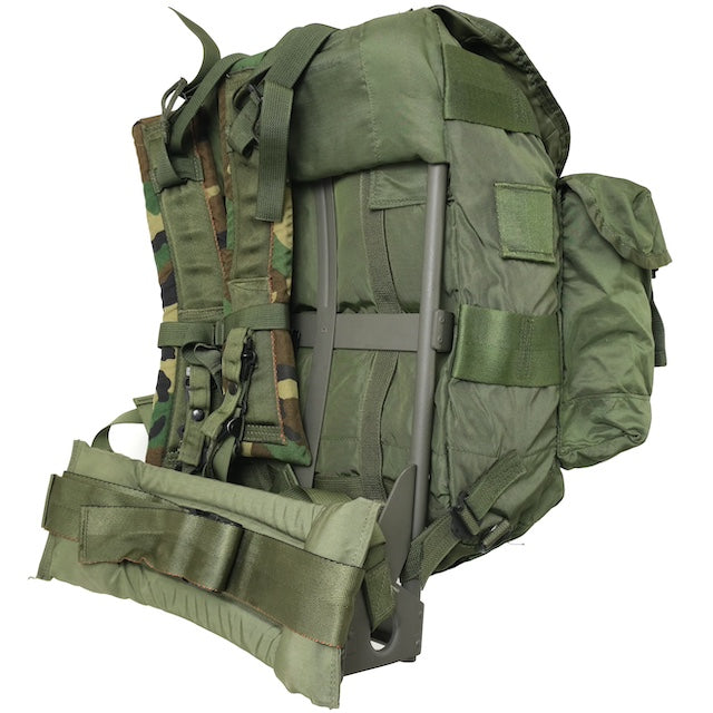 US (US Military Surplus) LC-2 ALICE Pack OD Medium Alice Pack Frame Set Woodland Color Shoulder Strap