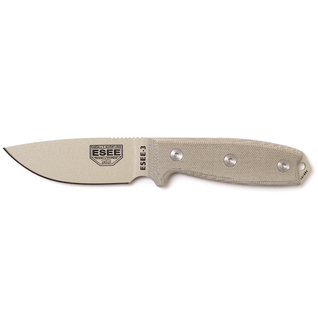 ESEE（エシー）ESEE 3 Desert Tan Plain Edge / OD Green Sheath Knife [ESEE-3P-DT][エシー3 デザートタン プレーンエッジ オリーブドラブシース]