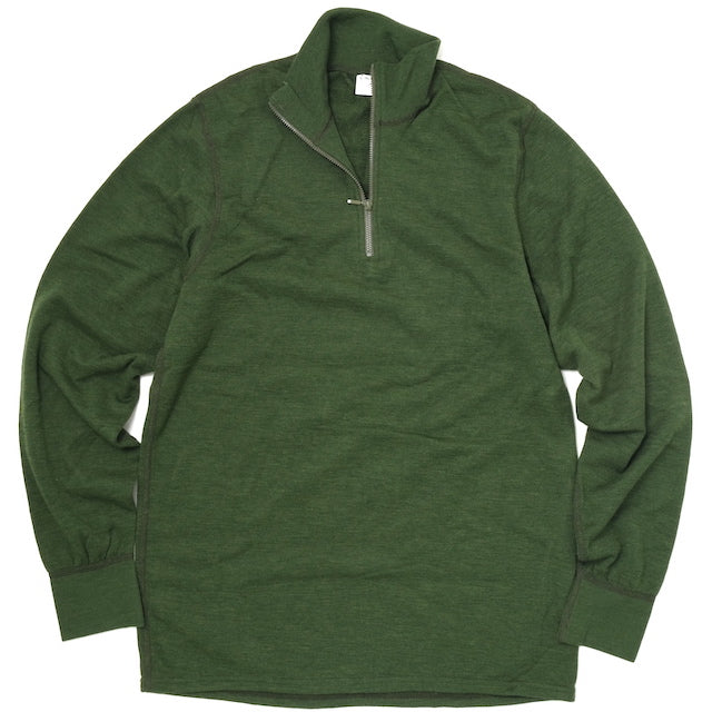 ワールドサープラス   フランス陸軍実物  ハーフジップ ウールシャツ [GREEN]【レターパックプラス対応】