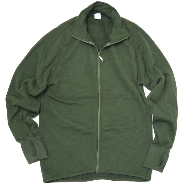 World Surplus French Army Actual Front ZIP Wool Cardigan [GREEN]