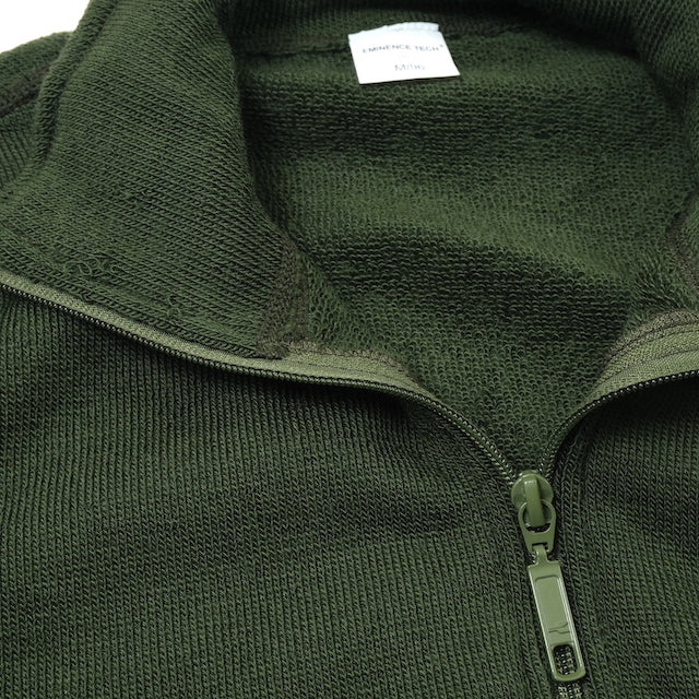 World Surplus French Army Actual Front ZIP Wool Cardigan [GREEN]