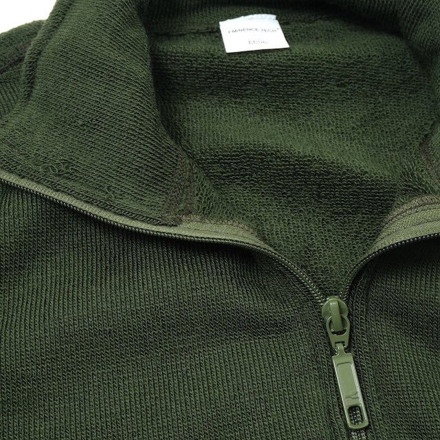 ワールドサープラス   フランス陸軍実物  フロントZIP ウール カーディガン [GREEN]