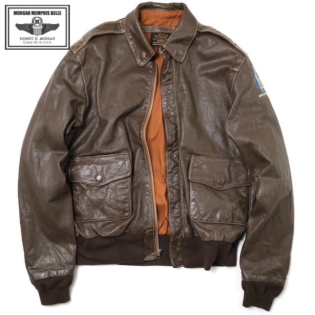MORGAN MEMPHIS BELLE（モーガン メンフィスベル）Type A-2 Classic クラシック フライトジャケット [ANTIQUE BROWN][GOAT SKIN/山羊(ヤギ)皮革] AFマーク付 WW2 仕様