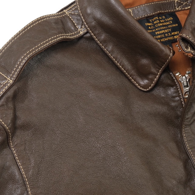 MORGAN MEMPHIS BELLE（モーガン メンフィスベル）Type A-2 Classic クラシック フライトジャケット [ANTIQUE BROWN][GOAT SKIN/山羊(ヤギ)皮革] AFマーク付 WW2 仕様