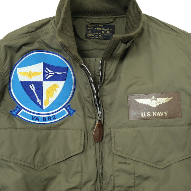 HOUSTON（ヒューストン）U.S.NAVY TYPE G-8 WEP JACKET 初期型 VA-882パッチ付き  [VINTAGE GREEN]