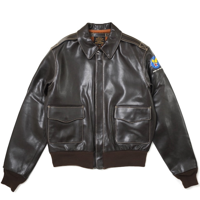 MORGAN MEMPHIS BELLE（モーガン メンフィスベル）Type A-2 Classic レザー フライトジャケット カウハイド ダークブラウン AFマーク付 WW2 仕様 【中田商店】