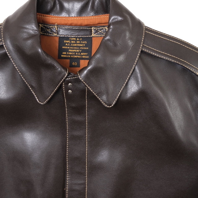 MORGAN MEMPHIS BELLE Type A-2 Classic Leather Flight Jacket Cowhide Dark Brown with AF Mark WW2 Specifications [Nakata Shoten]