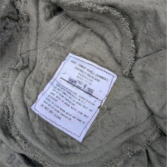 キャプテントム US military CVC Nomex balaclava tag in olive drab flame-resistant aramid fabric