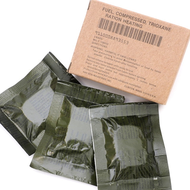 US（米軍放出品）レーションヒーター [トリオキサン固形燃料 個別パックx3 set]