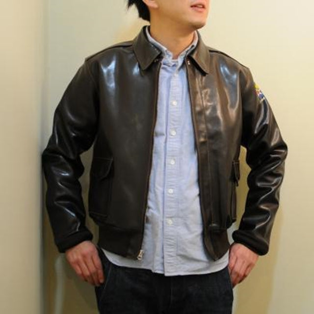 MORGAN MEMPHIS BELLE（モーガン メンフィスベル）Type A-2 Classic レザー フライトジャケット カウハイド ダークブラウン AFマーク付 WW2 仕様 【中田商店】