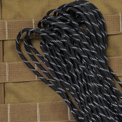 Military 550 Paracord Type 3 Black/Reflective Fleck [50ft 15m] [550 Paracord Type III 550 Cord] [Letter Pack Plus compatible] [Letter Pack Light compatible]
