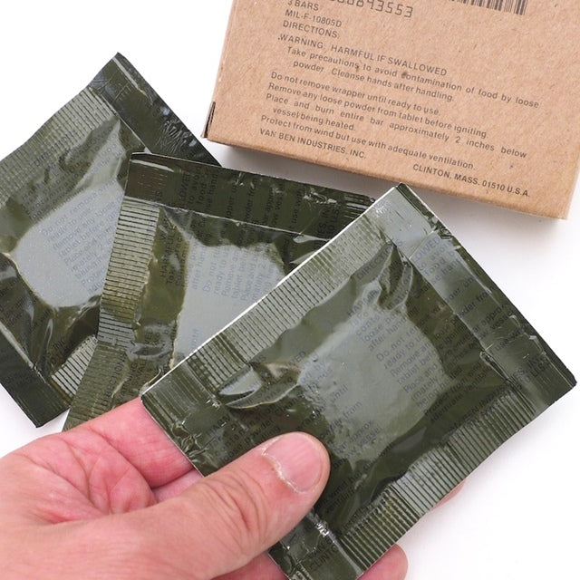 US（米軍放出品）レーションヒーター [トリオキサン固形燃料 個別パックx3 set]