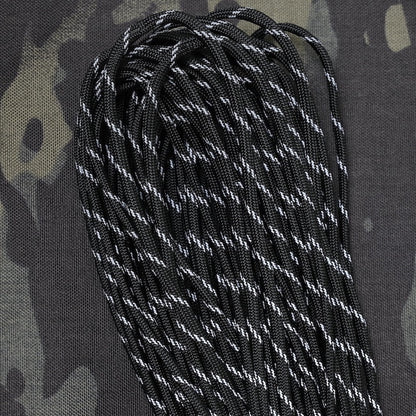 Military 550 Paracord Type 3 Black/Reflective Fleck [50ft 15m] [550 Paracord Type III 550 Cord] [Letter Pack Plus compatible] [Letter Pack Light compatible]