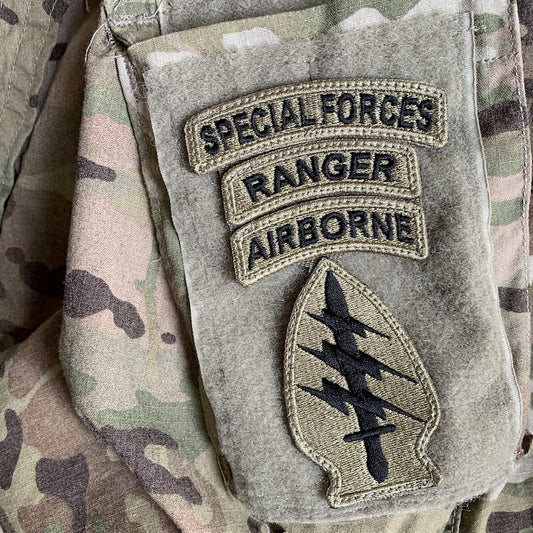 Military Patch Special Force Green Beret [AIRBORNE tab] [RANGER tab] [SPECIALFORCES tag] [OCP] [With hook]