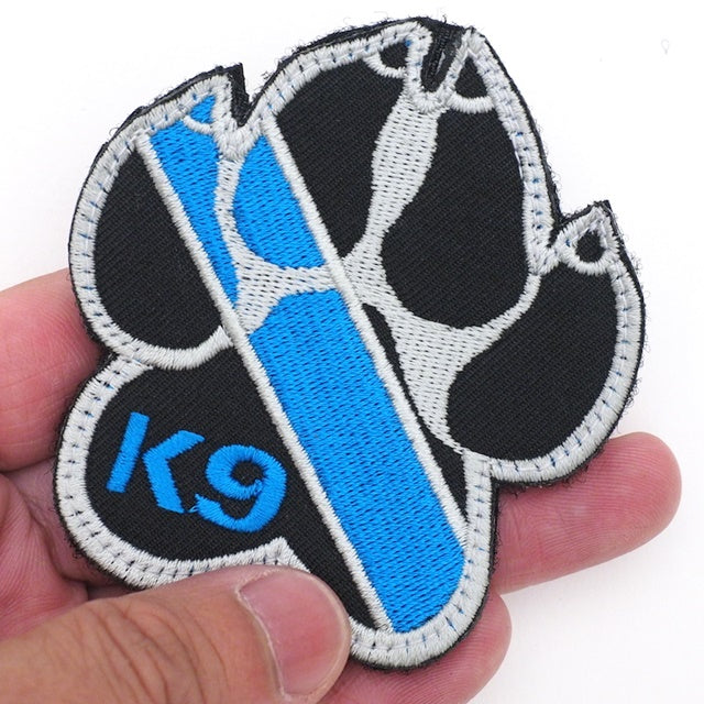 Military Patch（ミリタリーパッチ）USAF K-9 フットプリント ブルーライン パッチ[フック付き]