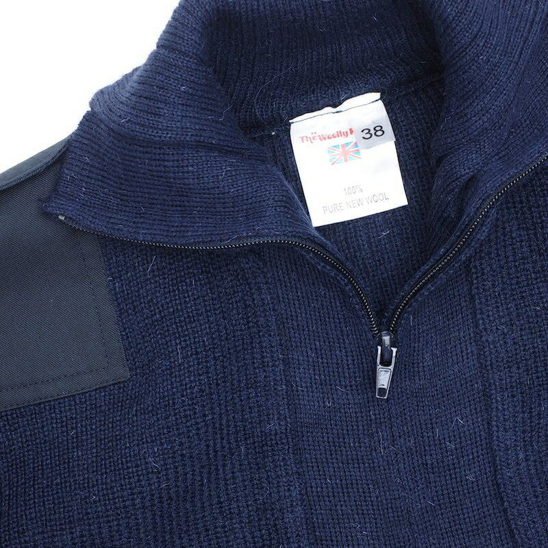 KEMPTON Woolly Pully フロントジップセーター [ドイツ国旗パッチ付] [NAVY]