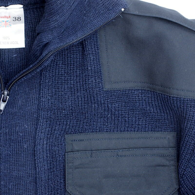 KEMPTON Woolly Pully フロントジップセーター [ドイツ国旗パッチ付] [NAVY]