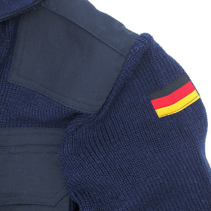 KEMPTON Woolly Pully front zip sweater [with German flag patch] [NAVY]