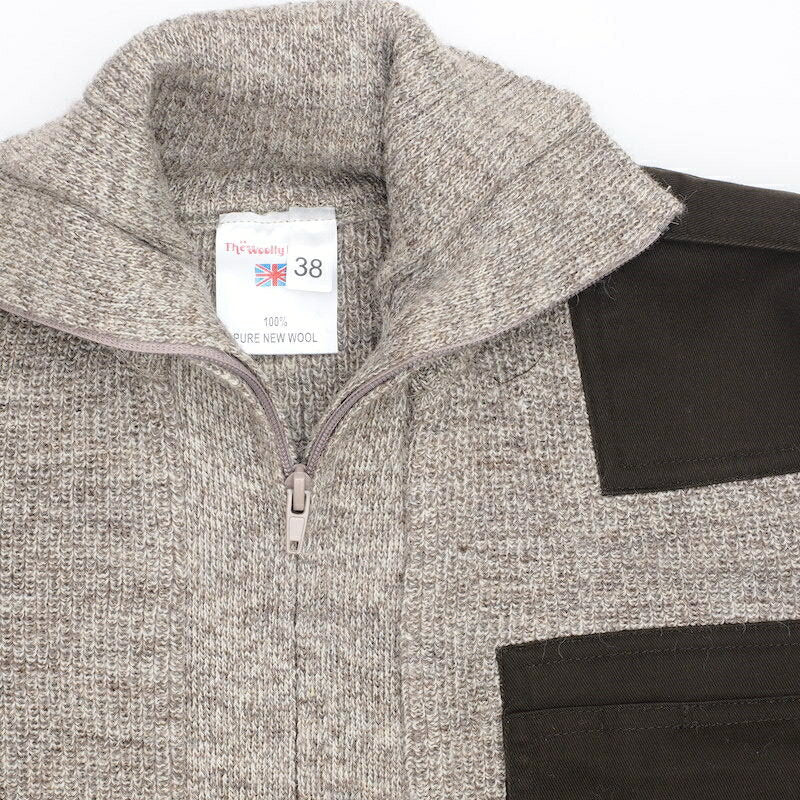 KEMPTON Woolly Pully フロントジップセーター [ブラウンミックス]