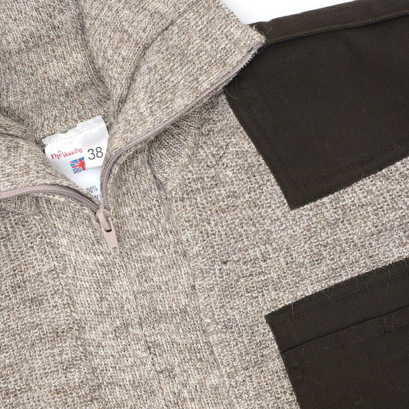 KEMPTON Woolly Pully フロントジップセーター [ブラウンミックス]