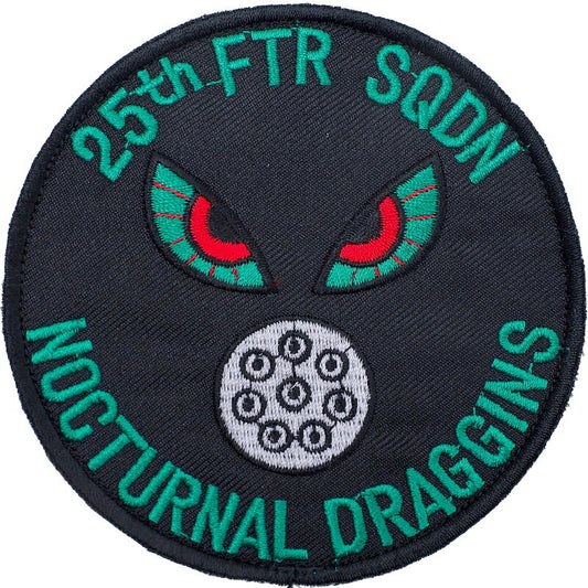 Military Patch 25th FTR SQDN NOCTURNAL DRAGGINS [BLACK] [With hook] [Letter Pack Plus compatible] [Letter Pack Light compatible]