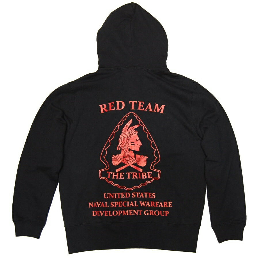 【クリアランスSALE】Military Style（ミリタリースタイル）フードジップパーカー THE TRIBE RED TEAM 10オンス