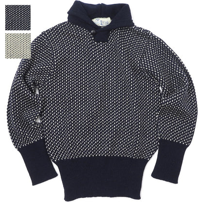 KEMPTON NIFFI SERIES Norwegian Navy Shawl Collar Deck Sweater [NAVY][BEIGE]