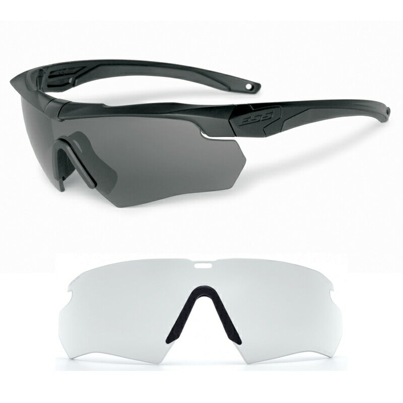 ESS CROSSBOW 2LS Black Crossbow 2 Lens System [Clear + Smoke Gray Lens Set] [FlowCoat Strong Anti-Fog] [Product No. 740-0390]
