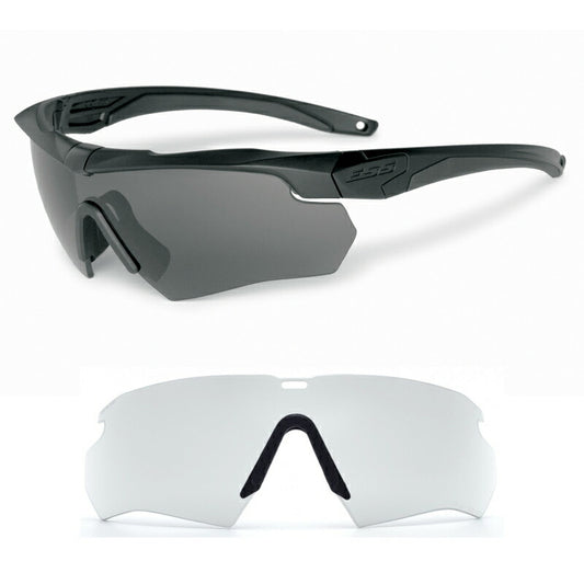 ESS CROSSBOW 2LS Black Crossbow 2 Lens System [Clear + Smoke Gray Lens Set] [FlowCoat Strong Anti-Fog] [Product No. 740-0390]