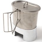 MILITARY GI Style Stainless Steel Canteen Cup 3 Piece Set [Cup, Stand, Lid Set] [For 1QT]