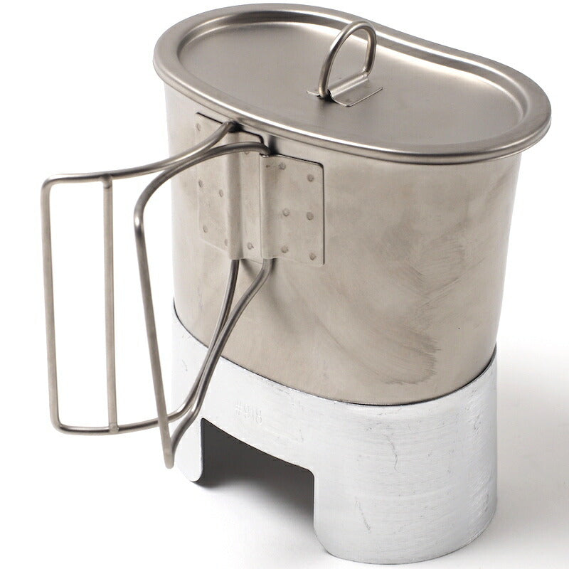 MILITARY GI Style Stainless Steel Canteen Cup 3 Piece Set [Cup, Stand, Lid Set] [For 1QT]