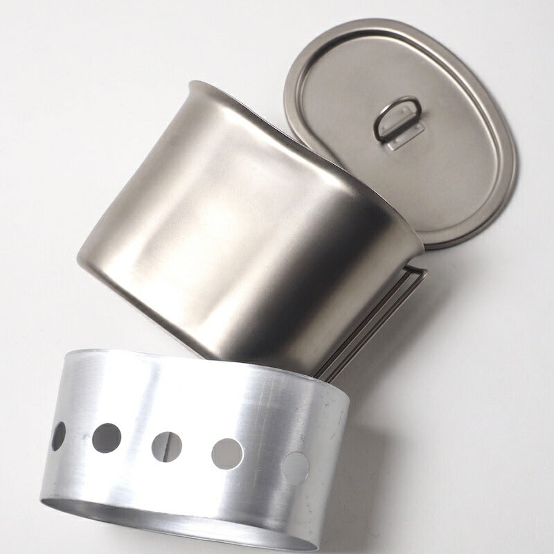 MILITARY GI Style Stainless Steel Canteen Cup 3 Piece Set [Cup, Stand, Lid Set] [For 1QT]