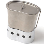MILITARY GI Style Stainless Steel Canteen Cup 3 Piece Set [Cup, Stand, Lid Set] [For 1QT]