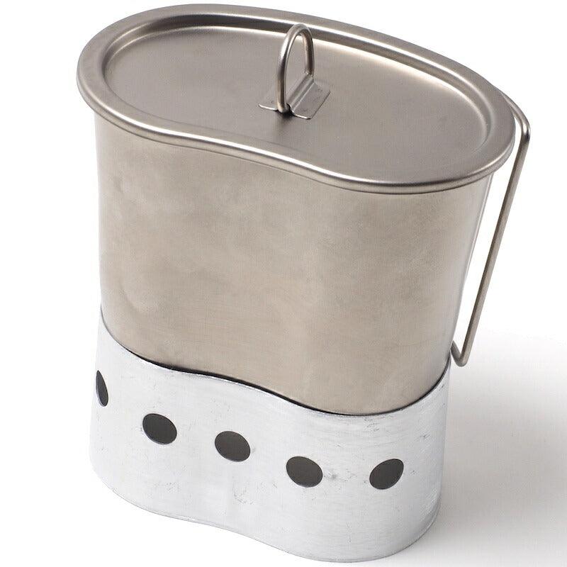 MILITARY GI Style Stainless Steel Canteen Cup 3 Piece Set [Cup, Stand, Lid Set] [For 1QT]