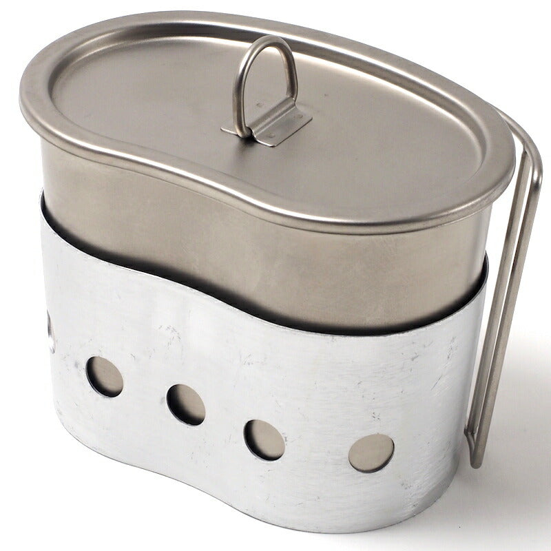 MILITARY GI Style Stainless Steel Canteen Cup 3 Piece Set [Cup, Stand, Lid Set] [For 1QT]