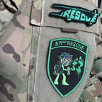 Military Patch（ミリタリーパッチ）RESCUE ミニパッチ NVGグリーン HH-60 ヘリ型 [フック付き]【レターパックプラス対応】【レターパックライト対応】