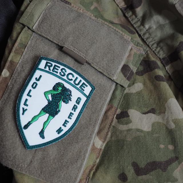 Military Patch（ミリタリーパッチ）33RD JOLLY GREEN レディ シールド型 [フック付き]【レターパックプラス対応】【レターパックライト対応】