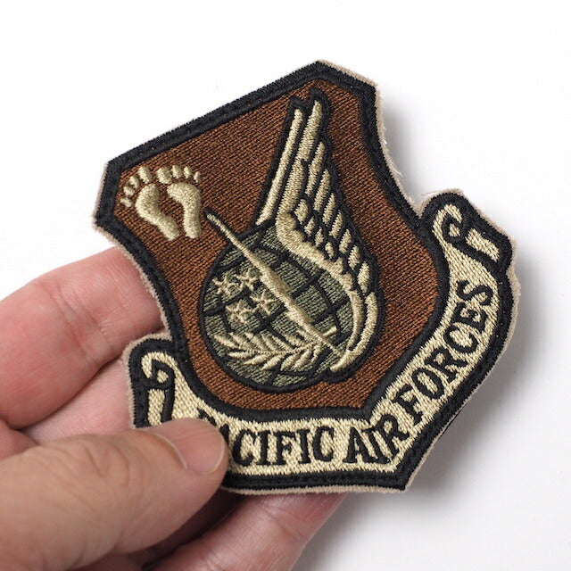 Military Patch（ミリタリーパッチ）PACIFIC AIR FORCE パッチ フットプリント OCP スパイスブラウン [日本製] [フック付き]