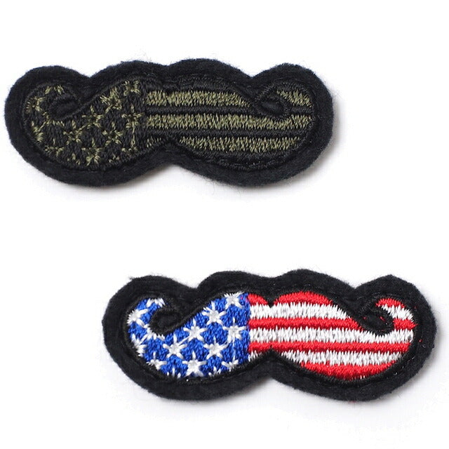 Military Patch（ミリタリーパッチ）米国旗 ヒゲ ミニ パッチ [2種] [フック付き]【レターパックプラス対応】【レターパックライト対応】